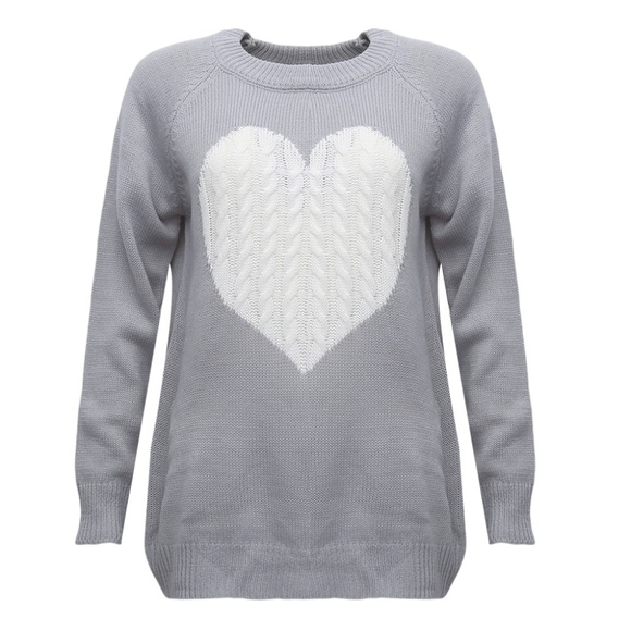 Knit Sweater Color-block Braided Heart Detail - Picture 4 of 5